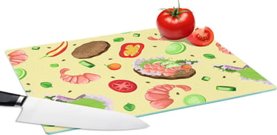 Glazen Snijplank - 39x28 - Patroon - Eten - Groente - Snijplanken Glas