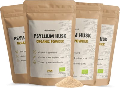 GOYU Psylliumvezels Poeder Biologisch Combideal 4x 300 gram - Vezel Vlozaad vezel supplement - Psyllium husk psylliumvezels capsules - Vegan - Zonder toevoegingen - Lab getest - 20 dagen voorraad per zakje