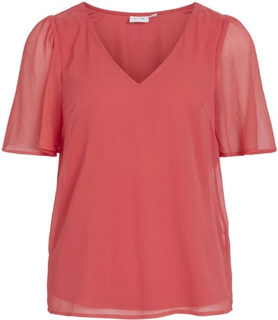 VILA - VIFALIA V-NECK S/S TOP - NOOS - Dames - Blouses