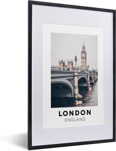 Fotolijst incl. Poster - Londen - Engeland - Brug - 40x60 cm - Posterlijst