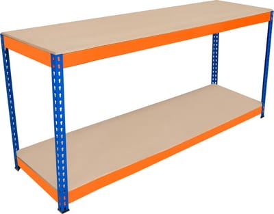 S-rax werkbank 2 schappen - blauw/oranje - 180x60x90cm - 300kg per