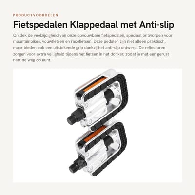 Dailygoods- Fietspedalen Antislip - Opvouwbaar 180 Graden - Reflectoren - Fietspedalen Mountainbike/Vouwfiets/Racefiets - Hoogwaardige Koolstofstaal - Veilig Rijden 's Nachts - Fietsaccessoire
