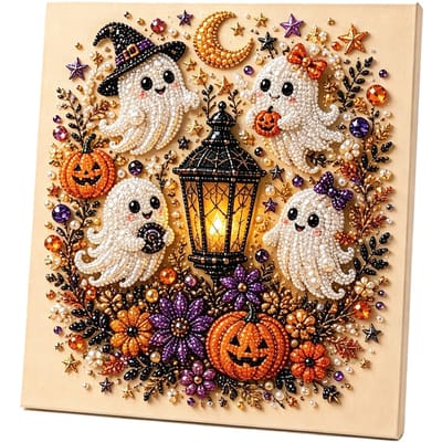 KEBIDU Halloween Spook Parel Kunst DIY Kit voor Volwassenen Spookachtig Schattig 3D Diamant Schilderij Ambachten met Parelkralen DIY Herfst Huis Muur Decoratie Style 4