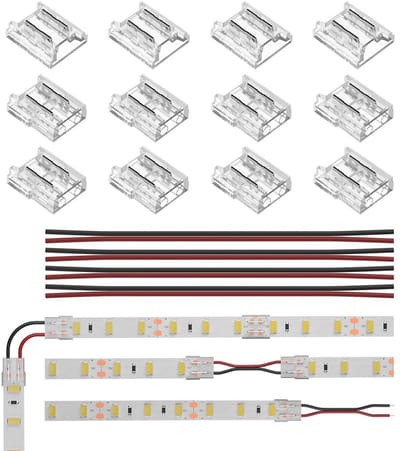 Store_8 - 2pin Connector Kit - Verlengkabel voor LED Strips - 10mm - Transparant - Geschikt voor Binnengebruik - 12 Stuks