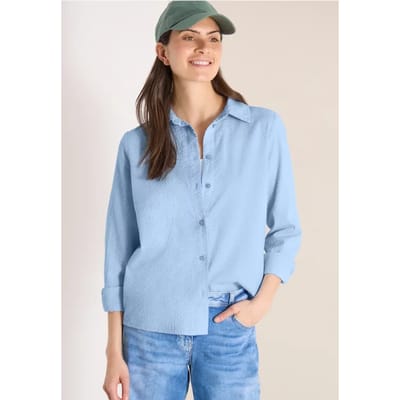 Blouse met lange mouwen, structuur en knopen