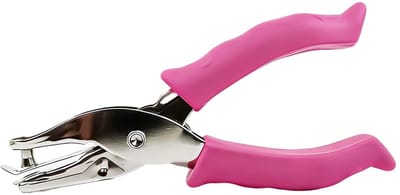 Enkele perforator - 1/4" perforators met roze zachte handgreep - voor thuis, kantoor en klaslokaal, handperforator -voor kleine ronde gaten voor knutselwerkjes, scrapbooks, labels en kaartjes - Roze rood
