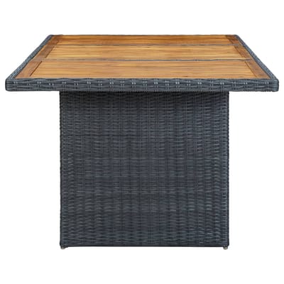 vidaXL - Tuintafel - poly - rattan - en - massief - acaciahout - donkergrijs