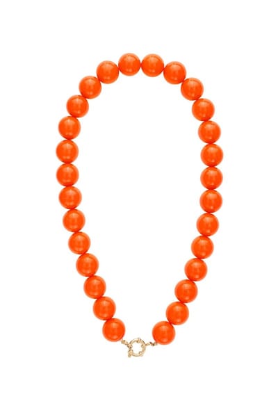 Bijoutheek Collier Statement Kralen 15mm Orange