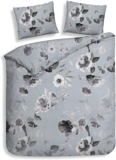Heckettlane Dekbedovertrek Mira - Mist Grey - Dekbedovertrek van 100% Katoen-Satijn - Dekbedovertrek 200x200-220 cm - Tweepersoons - Berlijn