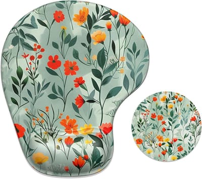 Ergonomische muismat met gel polssteun voor comfort, antislip basis en pijnverlichting, ideaal voor kantoor en thuisgebruik, B02 mooie bloemen
