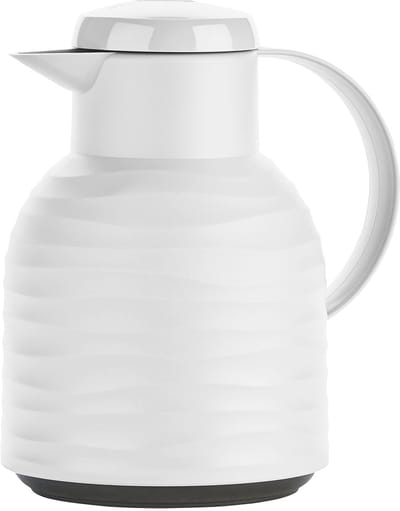 Ibenzoa® Witte thermoskan met golfpatroon en Quick-Press sluiting voor warme en koude dranken