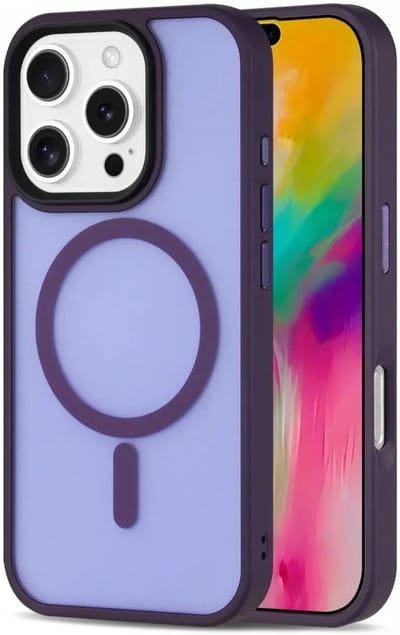 Hoesje Geschikt voor iPhone 16 Pro Max - Compatibel met MagSafe - Matte Beschermhoes - Back Cover met Magneet - Paars