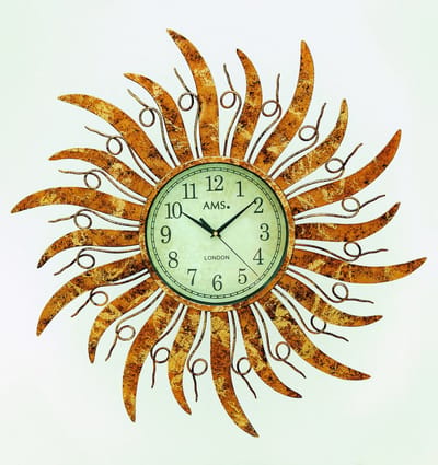 AMS W9639 - Wandklok - Analoog - Quartz uurwerk - Metaal - Rond - D70x5cm - Cifers - Oranje - Wit - Zwart