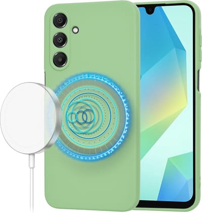 Hoesje geschikt voor Samsung Galaxy A16 - Techsuit Soft Flex Silicone Back Cover - Geschikt voor MagSafe - Mint Green