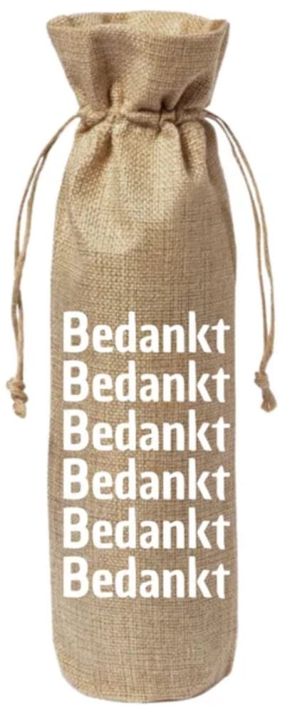 Cadeauverpakking wijnfles - Bedankt ... - Iemand bedanken - Wijncadeau - Jute - Wijntas - Geschenkzak - Wijnzak