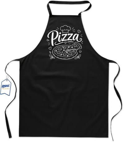 Basics - Unisex Schort - kookschort - keukenschort - BBQ schort - 65 x 90 cm - 100% katoen - pizza - zwart