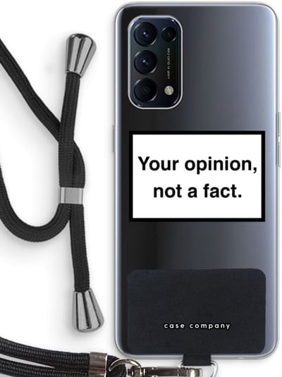 Case Company® - Hoesje met koord geschikt voor Oppo Find X3 Lite hoesje met Koord - Your opinion - Telefoonhoesje met Zwart Koord - Bescherming aan alle Kanten en Over de Schermrand