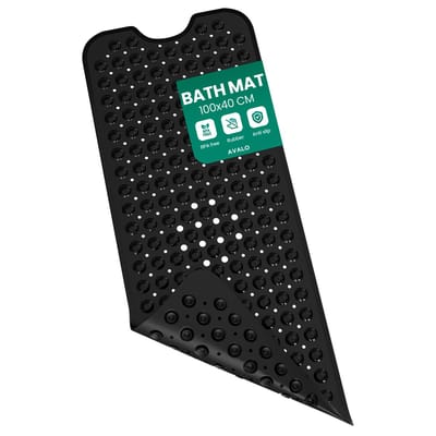 Avalo Douchemat Antislip - 100x40 cm - Badmat Antislip voor in Bad met Zuignappen - Antislipmat - Zwart