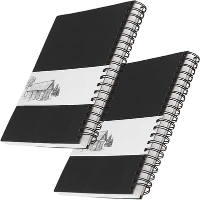 2-Pack Zwart Spiraal Gebonden Schetsboeken, 19 x 26 cm, Ideaal voor Kunst, Creativiteit en Tekeningen, 160GSM Kunstpapier, 60 Vellen, 120 Pagina's