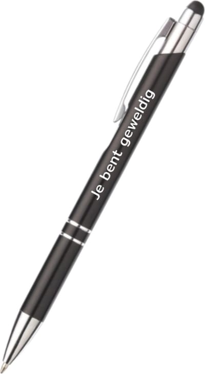 Akyol - je bent geweldig pen - zwart - gegraveerd - Collega pennen - medewerker - je bent geweldig - pennen - topper - cadeau - verrassing - je bent geweldig cadeau - geslaagd - gefeliciteerd - geweldig - collega - topper - met soft touch
