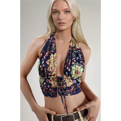 Patroon Rimpel Crop Top