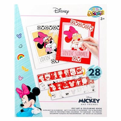 Disney Junior - Kleurboek met vilt - ''Minnie'' - Knutselen Felt art - 28 kleurplaten van Minnie Mouse en vriendjes - Mickey - hartjes