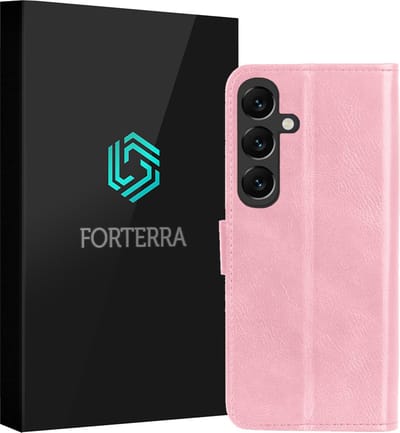 Hoesje Geschikt voor Samsung Galaxy S25 - Luxe Bookcase - Walletcase Hoes - Portemonnee - Cover - Lichtroze