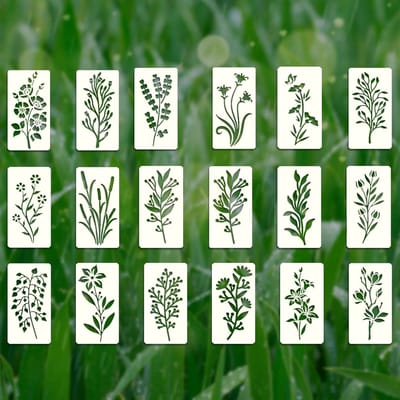 18-delige Herbruikbare Bloem Sjablonen voor Schilderen, Tekeningen en Wanddecoratie - Ideaal voor Houtbewerking en Lente Versiering