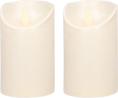 Anna's Collection Led kaars/stompkaars - 2x - creme wit - H12,5 x D7,5 cm - wax - bewegende vlam