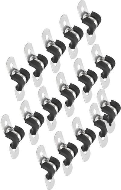Allecto - Kabelklem 6 mm - Rubber gewatteerde slangklem - 30 stuks - Roestvrij staal - U-vormige buishouder - Voor bevestiging buis