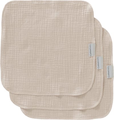 Cottonbaby spuugdoekjes - zand - per set van 3 stuks