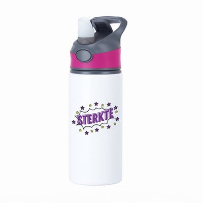 Hacebo® - Sterkte waterfles met rietje roze - Beterschap - motivatie - beterschap cadeau - kado - moeilijke tijd - water fles - 650ML