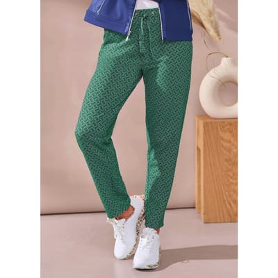 Vrijetijdsbroek met glansdetails - petrol / gedess. - Gr. 46 van Goldner Fashion