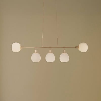 Maytoni hanglamp Erich, messing rosé, glas/metaal, 5-lamps.