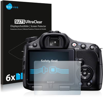 Savvies - Screenprotector voor Sony Alpha 65V (SLT-A65V) - Folie Beschermfolie transparant 6 Stuks