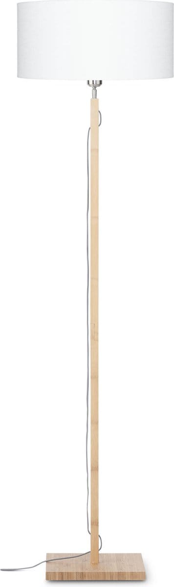 GOOD&MOJO Vloerlamp Fuji - Wit/Bamboe - Ø47cm - Scandinavisch,Bohemian - Staande lampen voor Woonkamer - Slaapkamer
