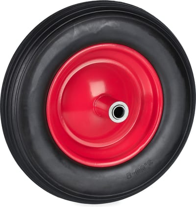 kruiwagenwiel - 3.50-8 - rubberen band zonder lucht - stalen velg - tot 100 kg - zwart-rood