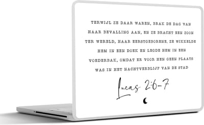 Laptop sticker - 12.3 inch - Kerst - Lucas 2:6-7 - Quotes - Spreuken - Religie - 30x22cm - Laptopstickers - Laptop skin - Cover