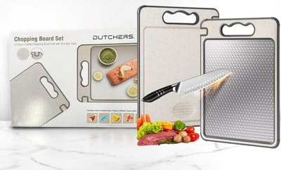 Dutchers® Dubbelzijdige Snijplank - Roestvrijstaal - Messenslijper functie - RVS - Dubbelzijdig - Krasbestendig - Anti slip rand - Vaatwasser bestendig - Snijplanken