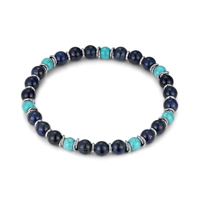 Twice As Nice Armband in edelstaal, blauwe en turquoise stenen Zilverkleurig 21cm