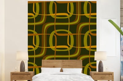 Behang - Fotobehang Jaren 70 - Retro - Groen - Breedte 225 cm x hoogte 280 cm