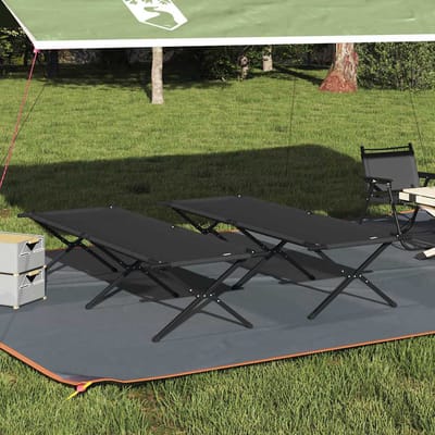 vidaXL - Opvouwbaar - Campingbed - 2 - st - Zwart - 210 - x - 80 - x - 46 - cm - Oxford - stof