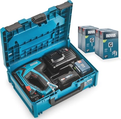 Accunietmachine met 25.000 nietjes voor platte draadklemmen en spijkers, compatibel met 18 V Li-Ion accu