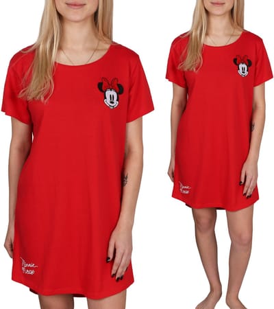 DISNEY Minnie Mouse KATOENEN nachthemd met korte mouwen, 100% KATOEN, geborduurde applicatie