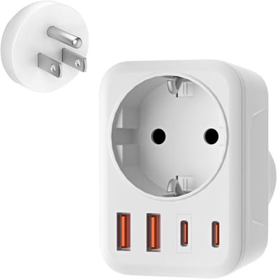 Thijox - USA Adapter Stopcontact 5-in-1 Reisadapter met 1 AC, 2 USB-C, 2 USB-A (3.4A) - EU naar VS Adapter voor Amerika, Canada, Thailand, Mexico - Wi