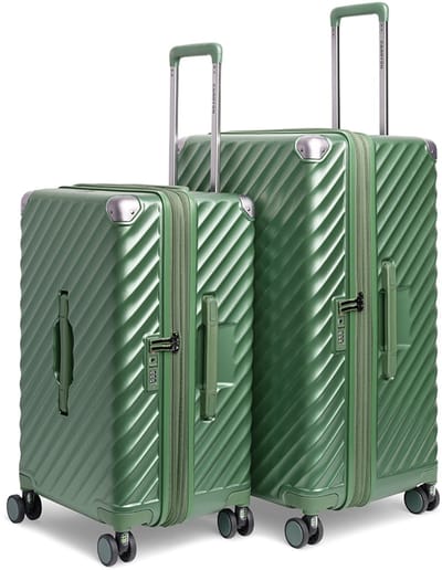 CarryOn Trunk Kofferset – 2-delig – M+L – Harde Trolley – TSA-slot – 4 Wielen – Met Expander – Groen