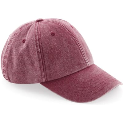 Beechfield Unisex Laag Profiel Vintage Denim-Look Cap (Vintage Rood)
