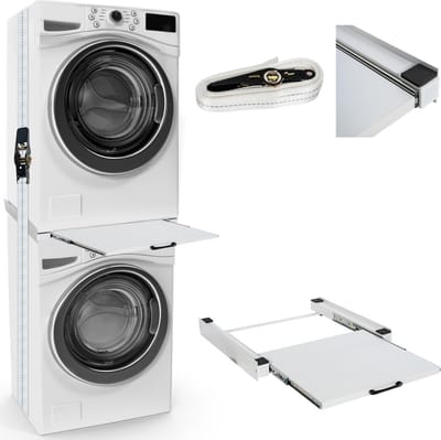 CLP Opbouwmeubel voor wasmachines - Ombouw - Verhoger - Rek - Aansluitframe - wit