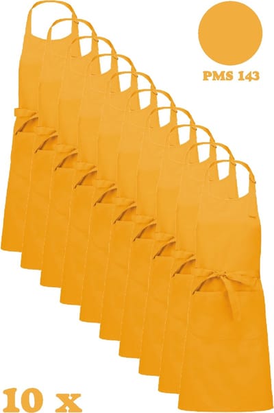 Awesome-Gifts - Horeca schort - Keukenschort - Kookschort - Barbecueschort - onbedrukt - 76 x 90 cm - per 10 stuks - Mustard
