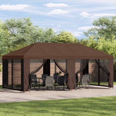 vidaXL - Tuinpaviljoen - 6 - x - 3 - m - Bruin - Polyester - en - Staal - 190 - gsm